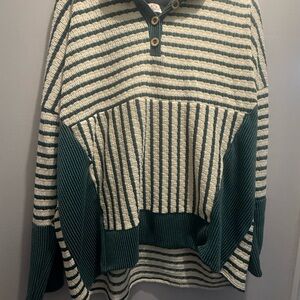 Striped Green and White women’s Sweater
